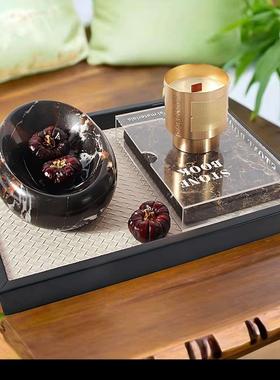 现代简约样板间客厅茶几装饰摆饰黑色果盘香薰轻奢高端托 托盘组