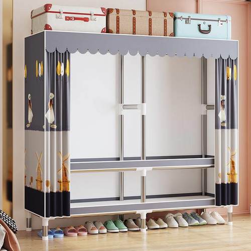 简易衣柜家用卧室加粗加固钢管布衣柜出租房全钢架宿舍衣橱收纳柜