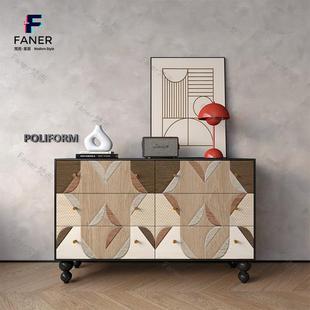 梵而北欧覆古实木六斗柜客厅卧室收纳柜靠墙床尾柜抽屉置物柜边柜