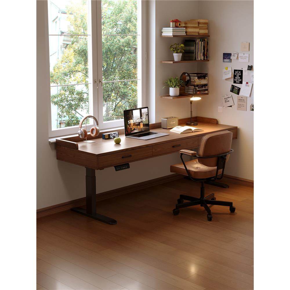电动升降桌全实木带抽屉书桌学生阅读学习桌卧室家用电脑桌办公桌,住宅家具,电动升降桌,淘宝优惠券,粉丝福利购,淘宝优惠卷