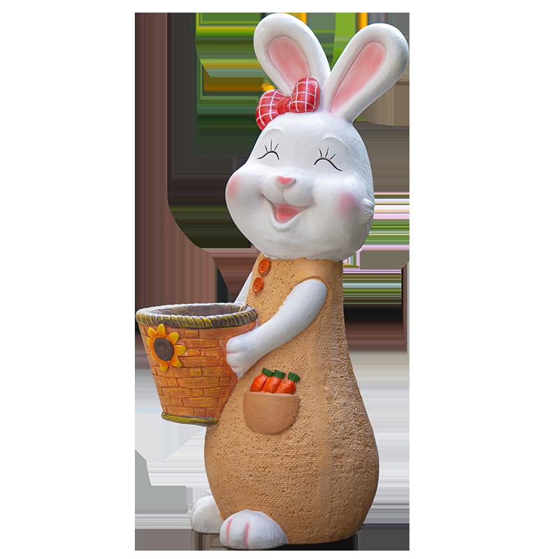 花园卡通兔子装饰摆件 幼儿园花盆园林园艺兔子摆件创意雕塑落地