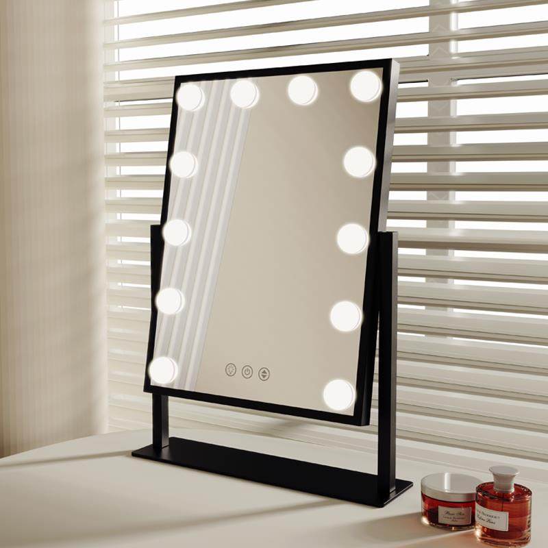 化妆镜led带灯桌面台式补光卧室家用化妆镜智能可旋转化妆师专用