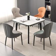 岩板餐桌折叠家用小户型方桌可变圆桌电磁炉正方形伸缩饭桌全实木