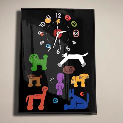 多巴胺电表箱装饰画 画带钟表趣味卡通竖款表电闸开 关盒遮挡画