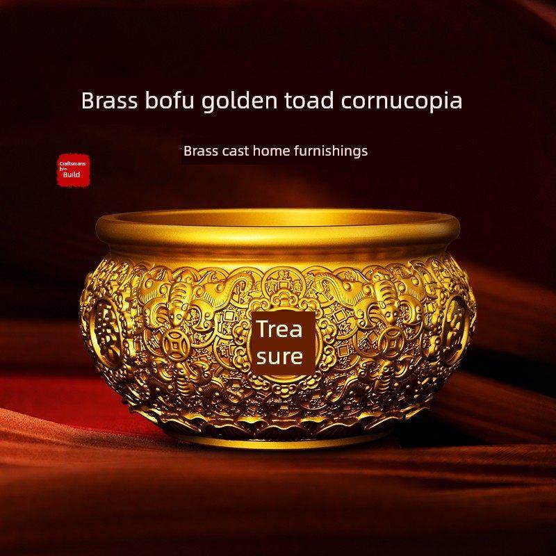 纯铜八福金蟾蜍聚宝盆饰品招财宝储蓄罐八方招财聚宝盆开幕礼,家居饰品,装饰摆件,淘宝优惠券,粉丝福利购,淘宝优惠卷
