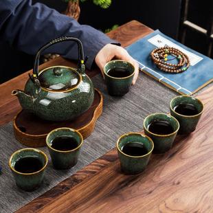 凉水壶陶瓷泡茶大容量功夫茶具套装窑变提梁壶餐厅饭店用防烫水杯