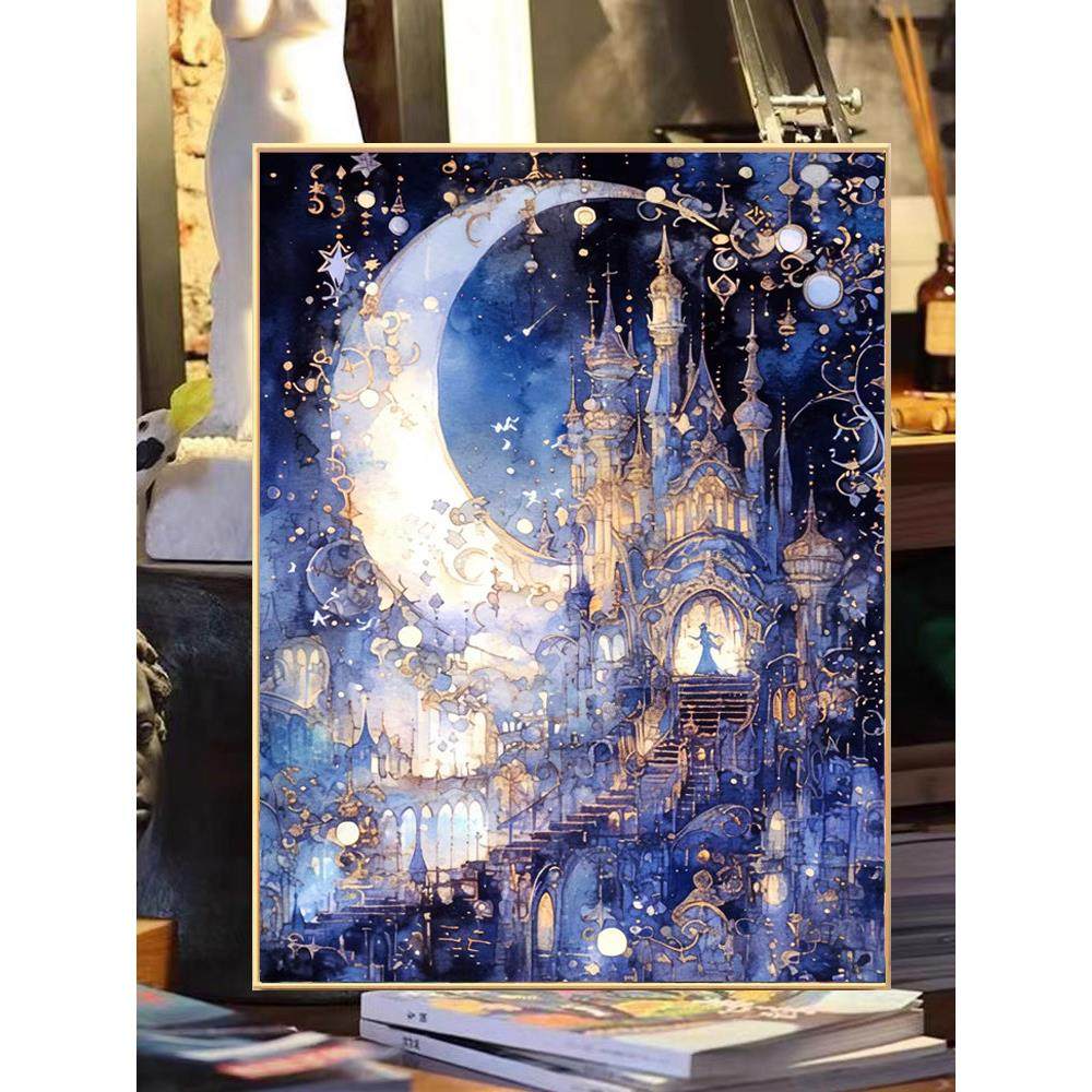 梦幻星月城堡钻石画2024新款满钻风景手工点贴钻十字绣卧室高颜值,居家布艺,钻石绣,淘宝优惠券,粉丝福利购,淘宝优惠卷