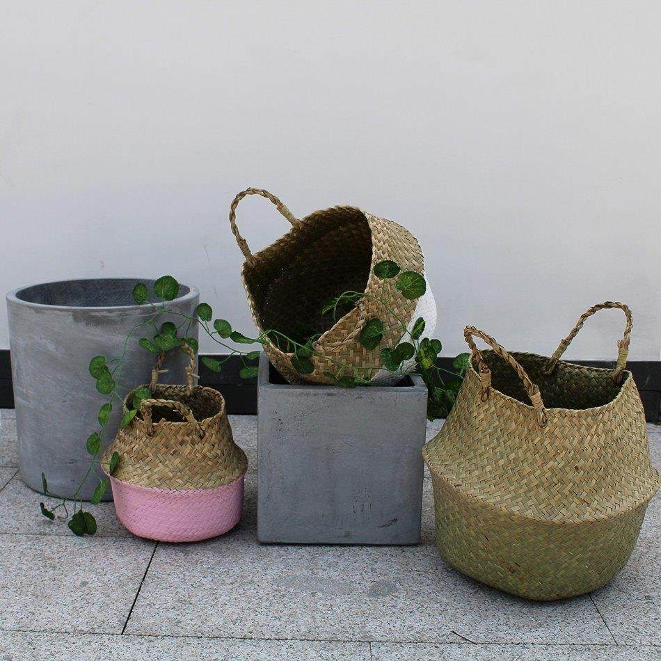 水泥盆方圆形花盆海草编织折叠篮家居用品仿真植物装饰道具摆设,鲜花速递/花卉仿真/绿植园艺,花盆,淘宝优惠券,粉丝福利购,淘宝优惠卷