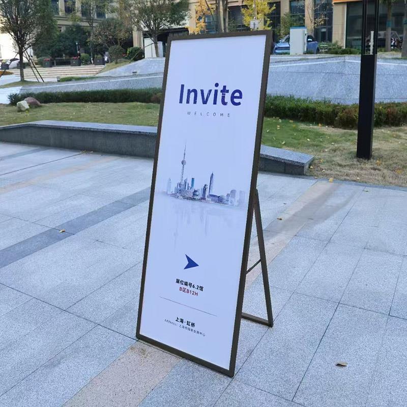 可折叠门型60 160 80 180丽屏展架落地式A字海报架立式招聘广告牌