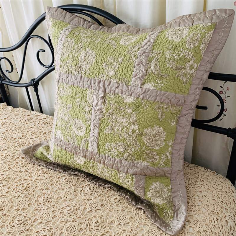 床头靠枕套纯棉欧式全棉绗缝靠垫套绣花纯棉抱L枕套大靠枕套6565c