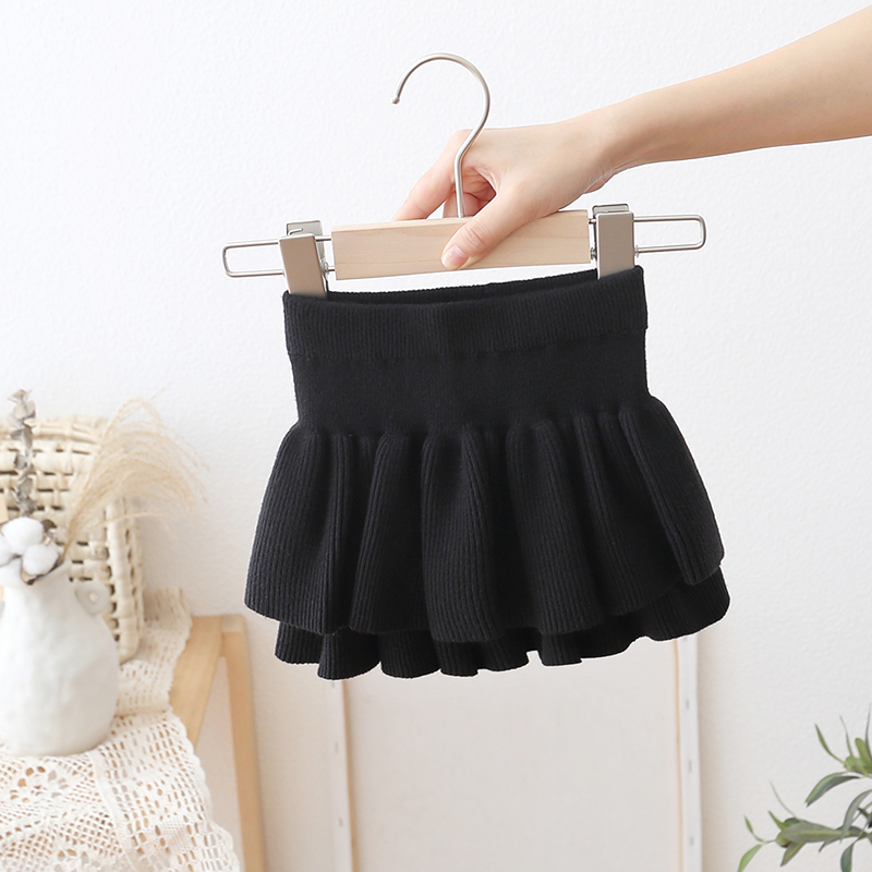 女宝宝毛线短裙洋气2021秋冬新款韩版女童百褶蛋糕裙婴儿公主裙子