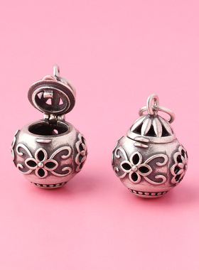 镂空925银香囊球挂件香丸球项链小挂坠车载随身汉服香薰球吊坠