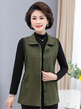 m58春秋季妈妈装外穿短款40马甲50岁60女J外套70中老年a09坎肩马
