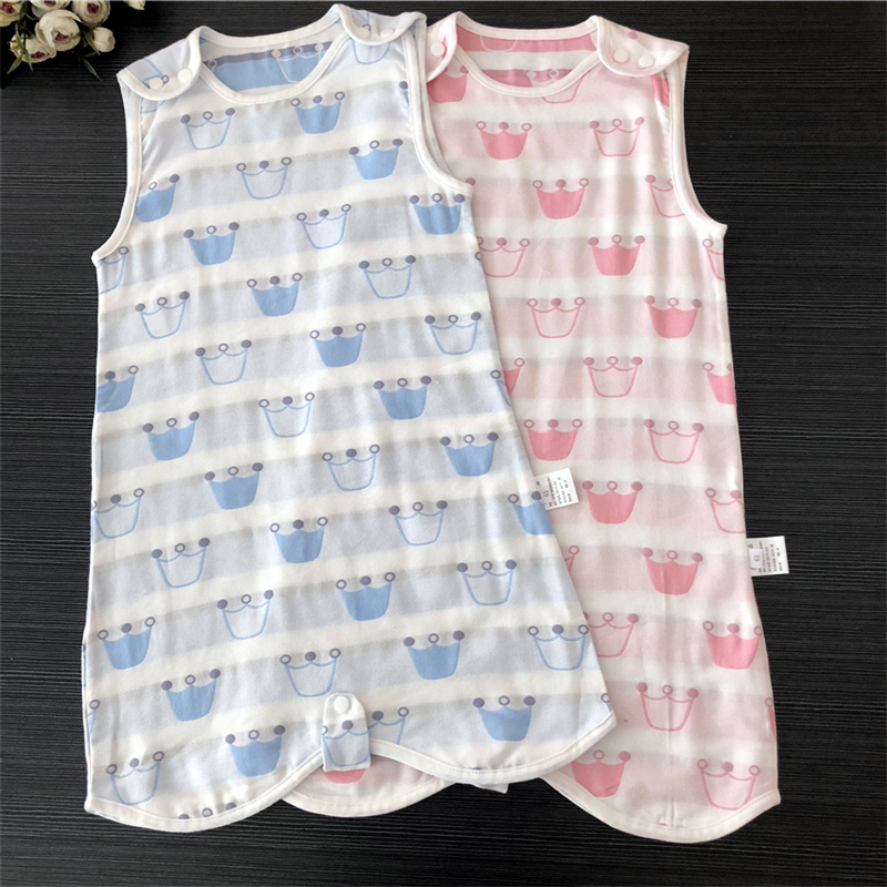 夏季薄款宝宝背心式竹纤维纱布睡袋婴儿童防踢被四季款分腿空调服