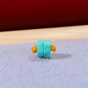 原矿绿松石直切隔珠单珠5mm 高瓷高蓝绿单颗湖北松石隔片散珠