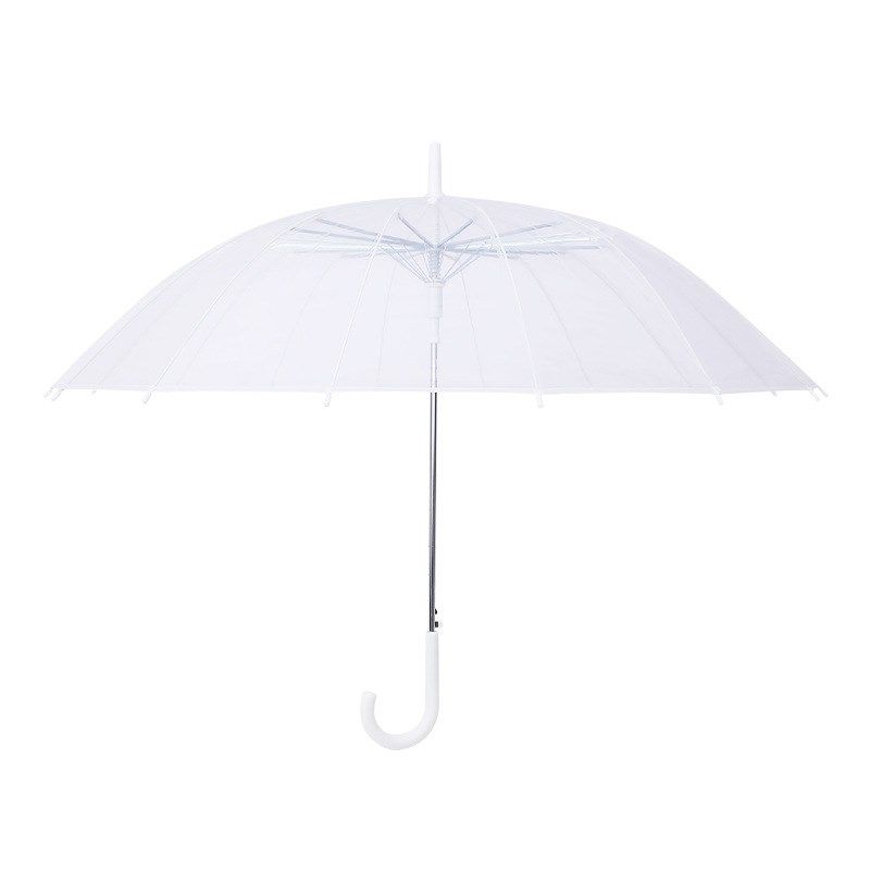 16骨105cm全白透明纤维骨抗风自动纯色POE伞直弯钩可印logo雨伞,居家日用,伞,淘宝优惠券,粉丝福利购,淘宝优惠卷