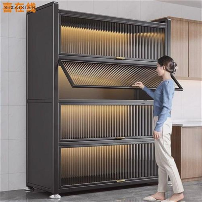 餐边柜储物柜子l厨房置物架落地多层家用客厅微波炉收纳橱柜