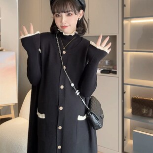 孕妇装春秋款2024新款连衣裙春装套装I时尚洋气时髦针织毛衣两件