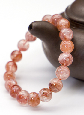 卓江珠宝天然水晶红胶花手串转运彩宝手链本命年饰品礼物情侣单圈