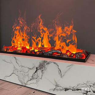 模拟木炭4D雾化壁炉电视背景墙平台嵌入式加湿器假火焰装饰定制加