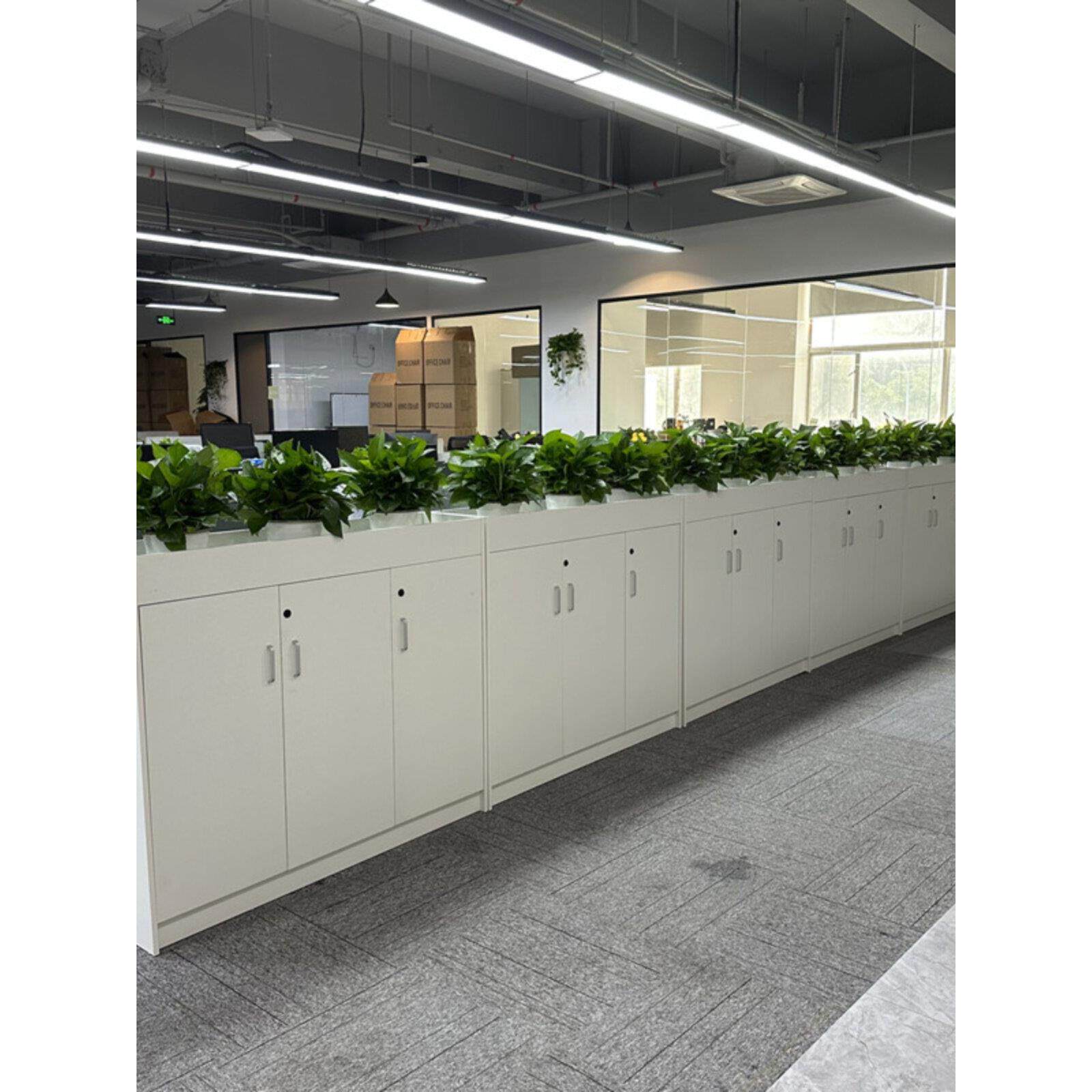 办公室矮柜花槽柜半墙隔断柜简约现代公司文件资料柜花草柜双面柜