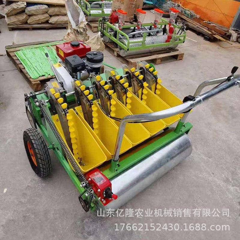 手推式蒜瓣种植机株距可调大蒜播种机汽油机3行大蒜播种机