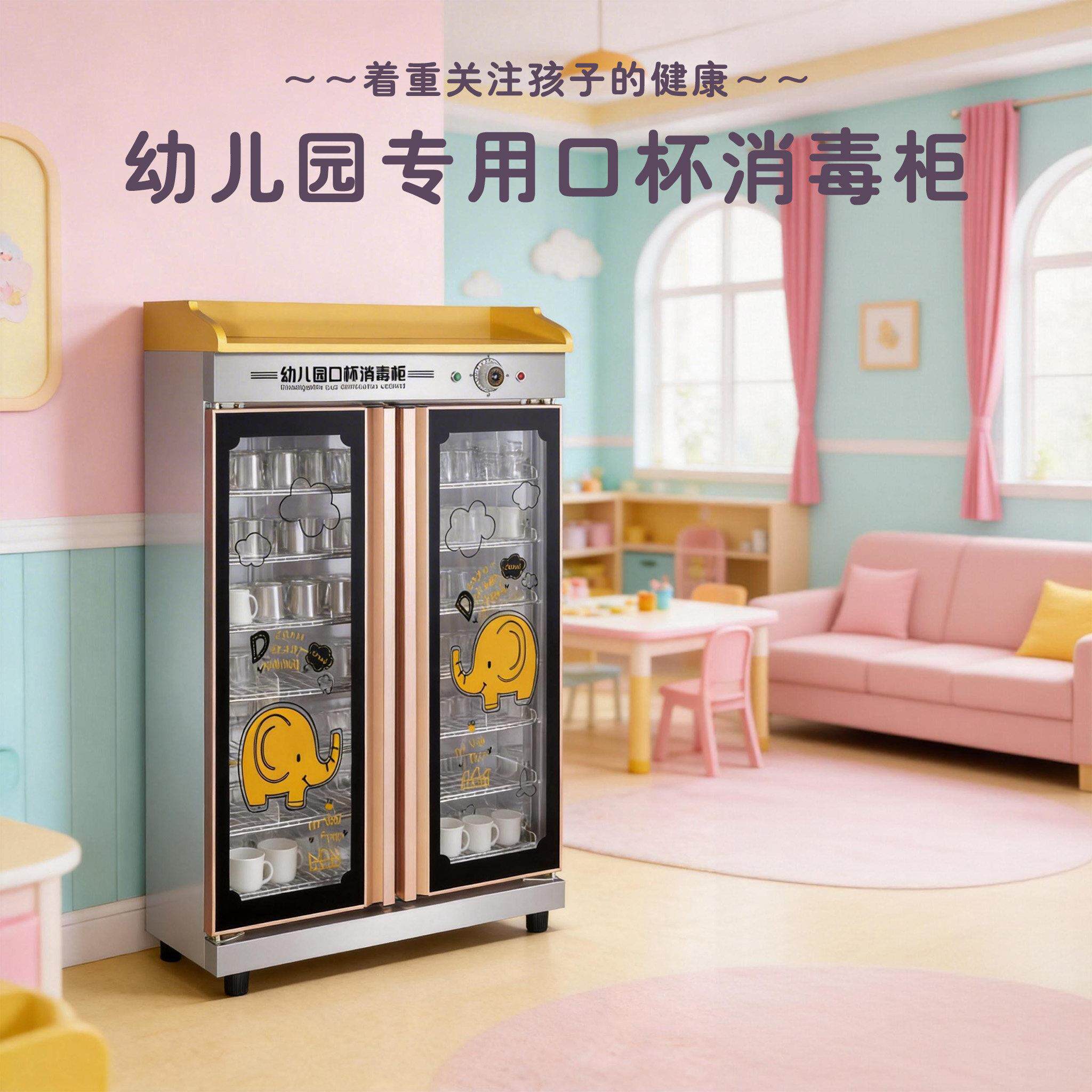 幼儿园口杯消毒柜茶水柜配餐柜高温餐具毛巾不锈钢消毒机早教中心