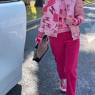 韓版 杭璐印花棉服女2023秋冬新z款 小個子減齡立領(lǐng)棒球服短外套