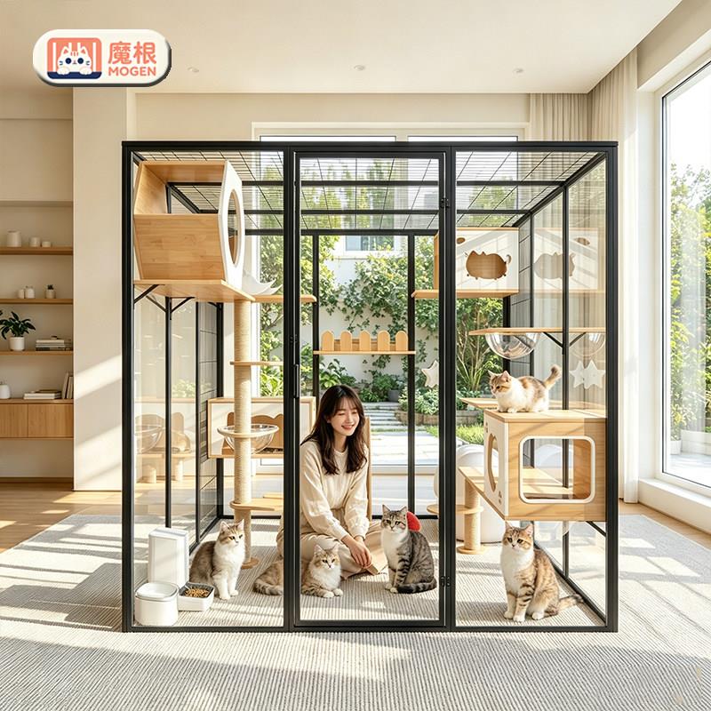 宠柜超大猫笼子家用玻璃全景猫别墅大型空间猫屋豪华猫房定制猫柜图片