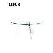 GLAS意式 极简钢化玻璃圆餐桌客餐厅家用小户型办公室设计师洽谈桌