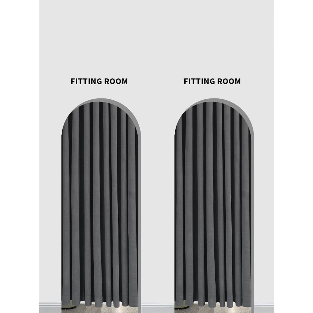 高雅深空灰色高档灰色试衣间丝绒窗帘商业大众服装店拱形门试衣间