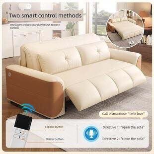 新型电动多功能折叠沙发床小公寓可伸缩简易客厅两用一体真皮沙发