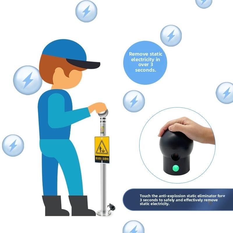 人体静电释放器工业多功能球头消除静电装置防爆型设备接地线语音