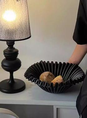 法式装饰摆件现代简约黑白托盘样板房茶室书房果盘艺术品摆件