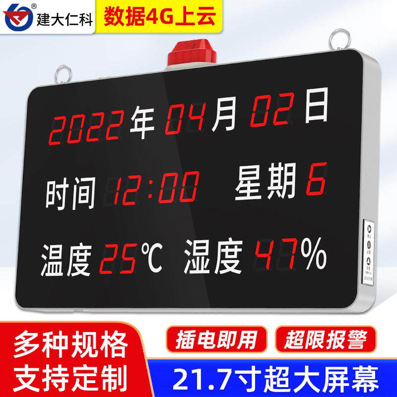 温湿度二氧化碳浓度看板室内仓库光照露点气体监测显示屏幕感测器