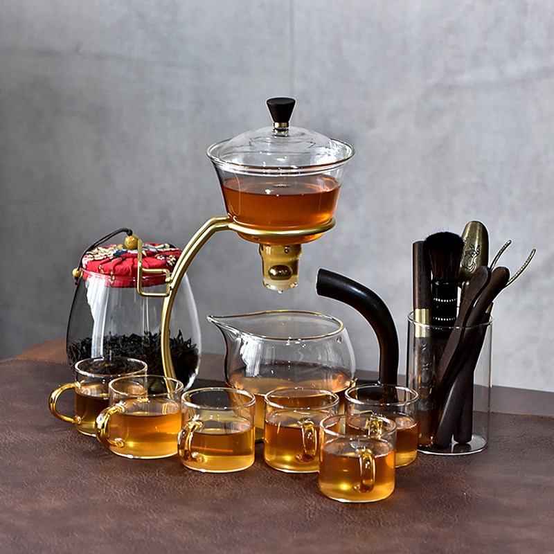 玻璃泡茶壶自动功夫茶具懒人磁吸茶器家用盖碗公道杯防烫套装茶杯