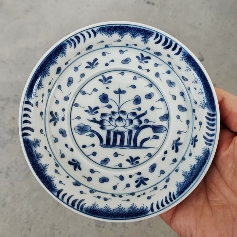 盖碗茶杯大号青花青瓷陶瓷功夫茶具复古鱼藻纹三才敬茶碗泡茶碗