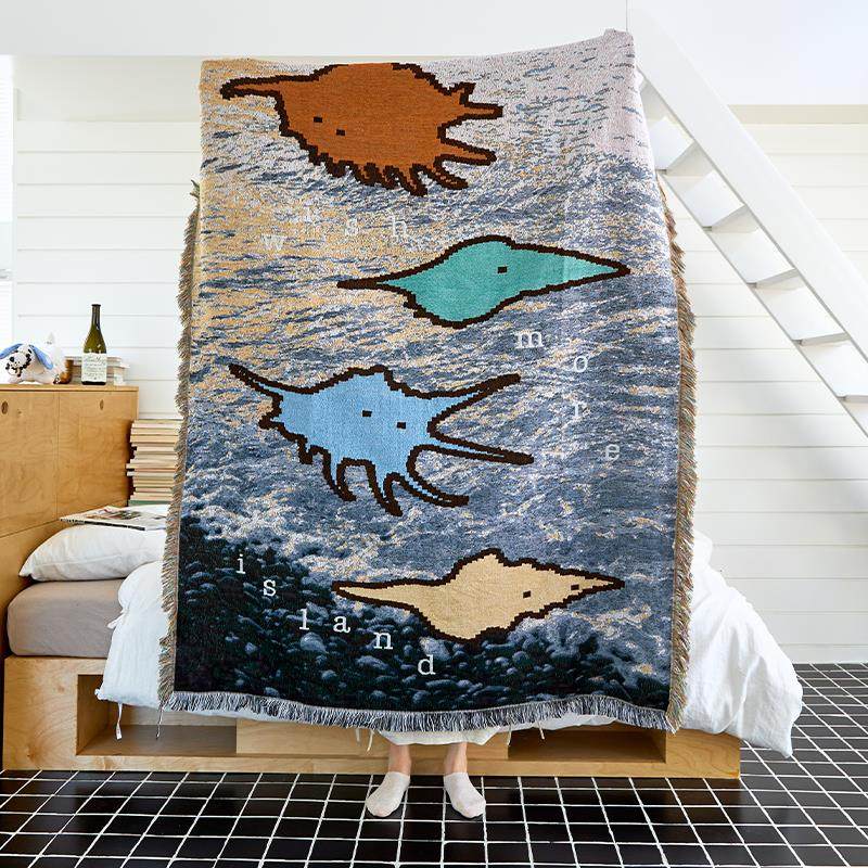 wishmore针织提花披风毯挂毯沙发毯盖毯午睡毯实用生日礼物女生