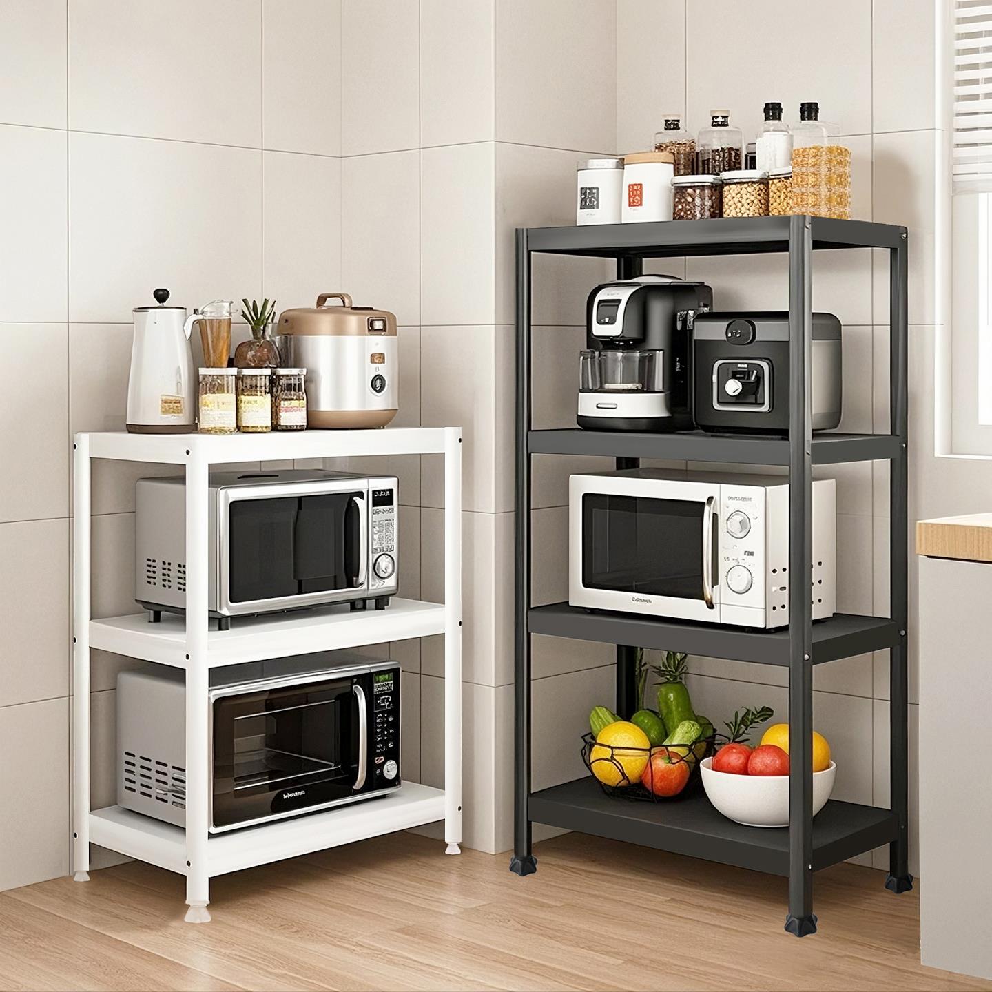 家用碳钢置物架厨房夹缝落地多层多功能微波炉收纳层架子杂物置物