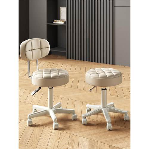 美容凳子美容院专用升降滑轮美发大工凳家用化妆圆凳美甲靠背椅子