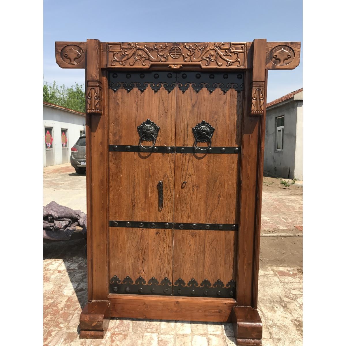 实木庭院大门老榆木仿古中式大门别墅进户门茶楼自建房农村老式门