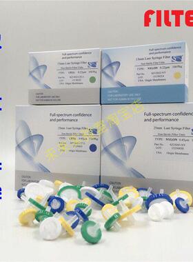filter一次性针式过滤器13/25mm0.22/0.45um针筒滤头针头式纸盒装