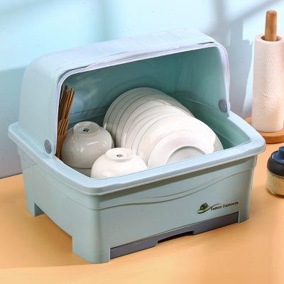碗柜塑料厨房装碗筷收纳盒放碗沥水架碗碟收纳架家用带盖置物架箱