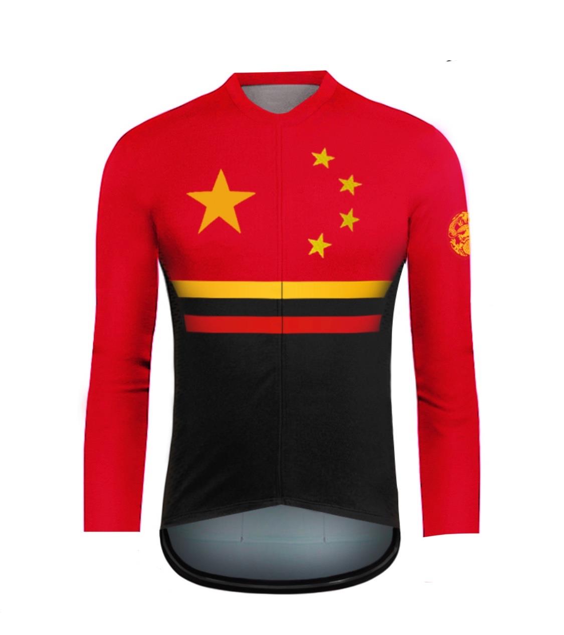 中国风中国红中国龙山地自行单车长袖骑行服动感单车服骑行衣服薄