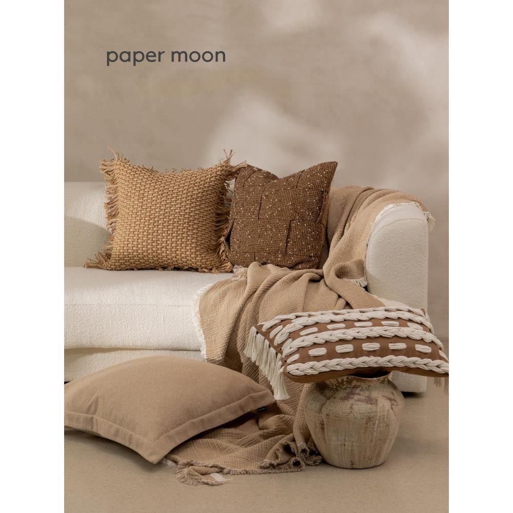 中古侘寂风咖色编织棉麻靠枕轻奢现代简约样板间沙发飘窗民宿抱枕