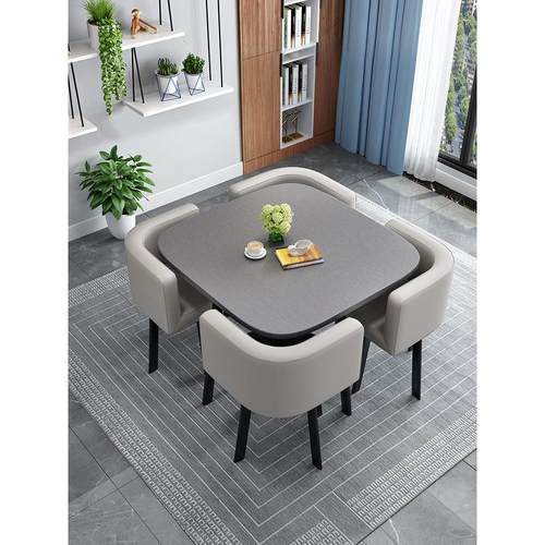 简约商用休闲桌椅组合店铺洽谈桌办公会客接待小圆桌家用吃饭桌子