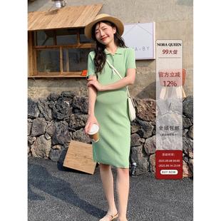 小个子连衣裙pol 宽松双曲冰丝针织短袖 娜拉自制 2025孕妇春夏韩版