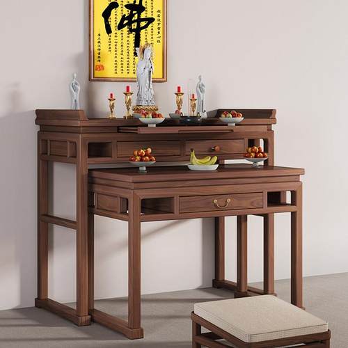 新中式实木供桌香案家用佛台供奉桌财神爷祖先神台香火桌贡台条案