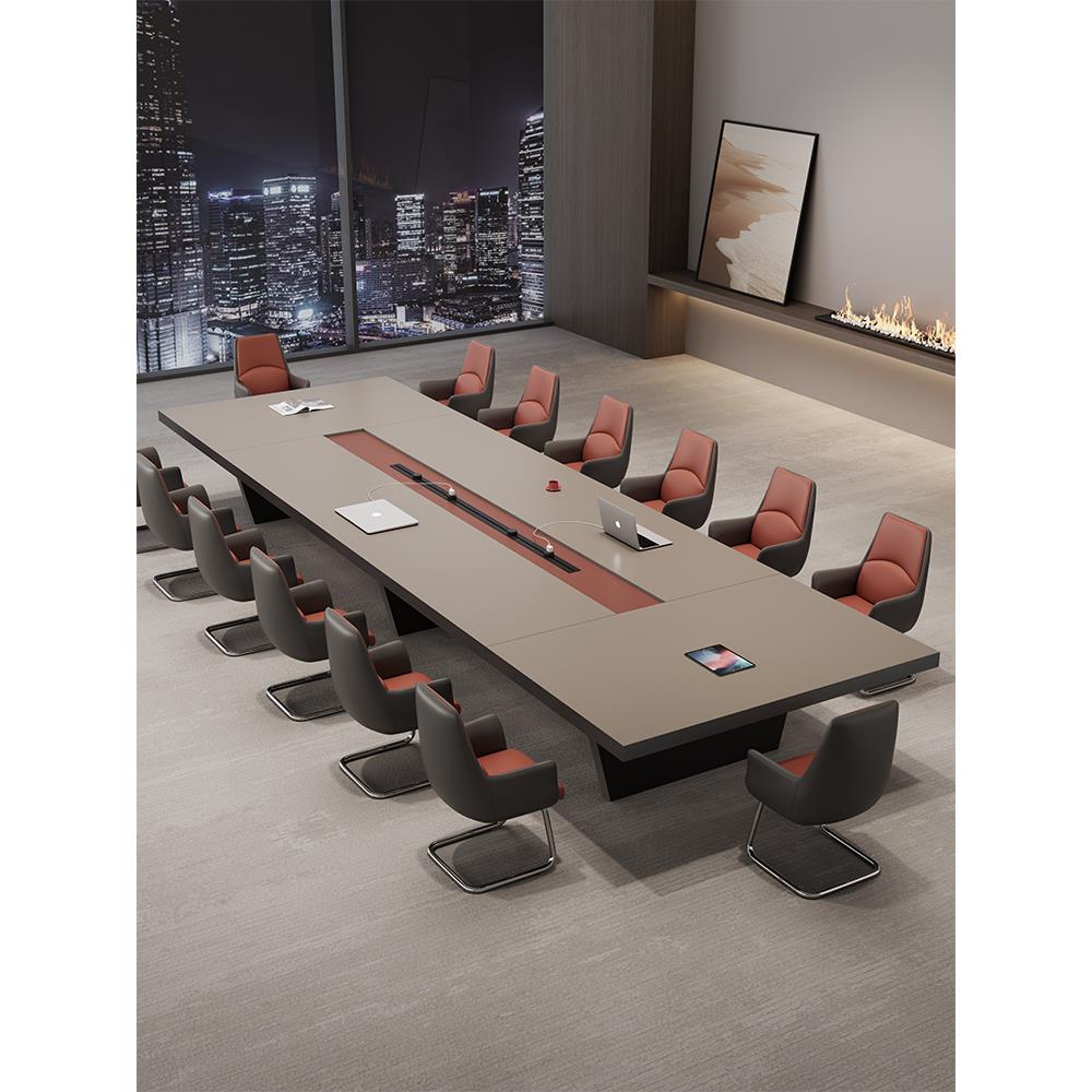 办公会议桌长桌轻奢高档大型加厚会议桌椅组合会议接待商务洽谈桌