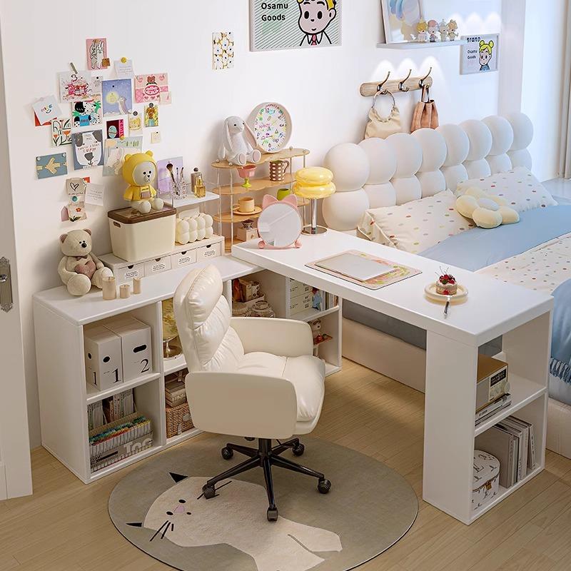 半包围书桌家用学习桌子卧室女生实木电脑桌转角床边柜l型梳妆台